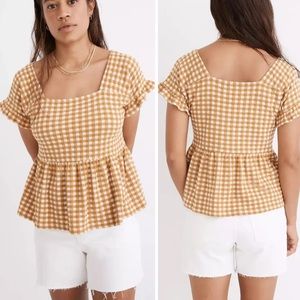 Madewell Mustard Yellow Gingham Blouse